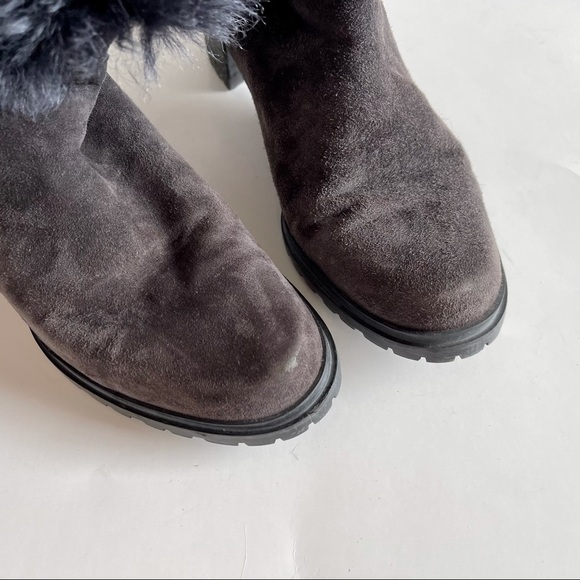 Stuart Weitzman Blizzard Boots Gralon Gray Mink Fur Suede Outdoor Winter Snow 6 - Picture 10 of 14